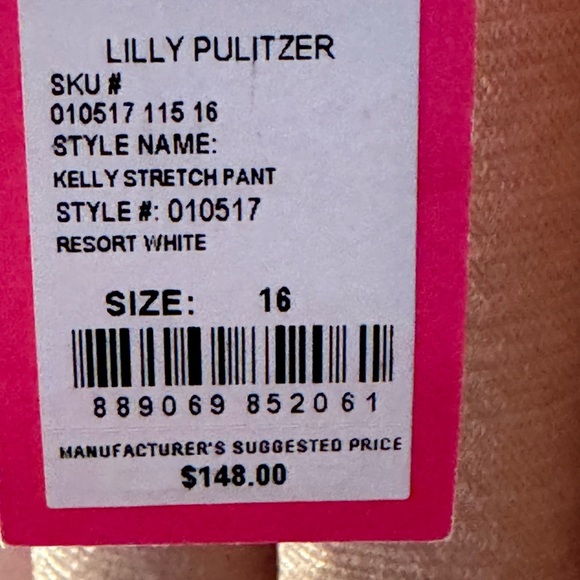 LILLY PULITZER NWT Sz 16 KELLY STRETCH PANT - RESORT WHITE - Picture 4 of 4